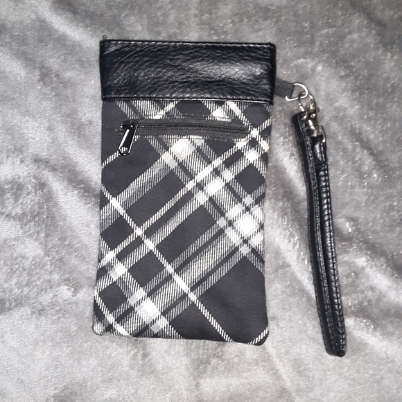 Thirty one black & white case with black handle one zip pocket 7.5" x 4.5" - Picture 1 of 4